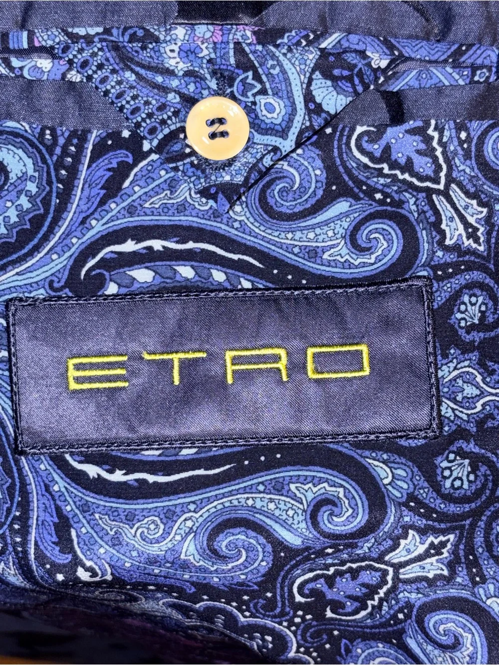 Etro Milano Linen Silk Jacquard Blazer Size 58 IT / 48 US Blue Grey